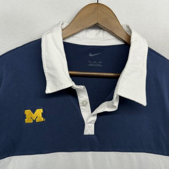 Michigan Wolverines Rugby Shirt men's XL Blue Nike Campus Collection REPAIRED - Picture 5 of 15